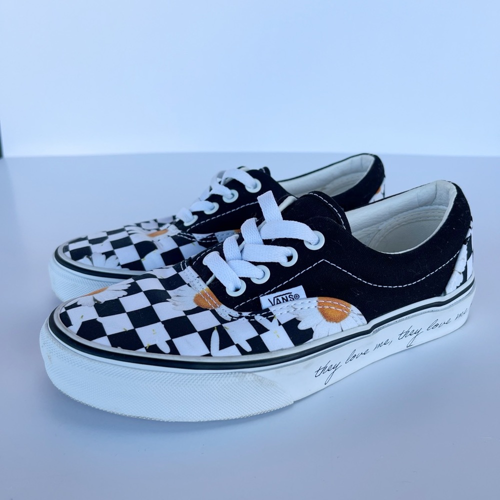 Vans Kids Checkerboard Low Top Skate Shoes - Black/White